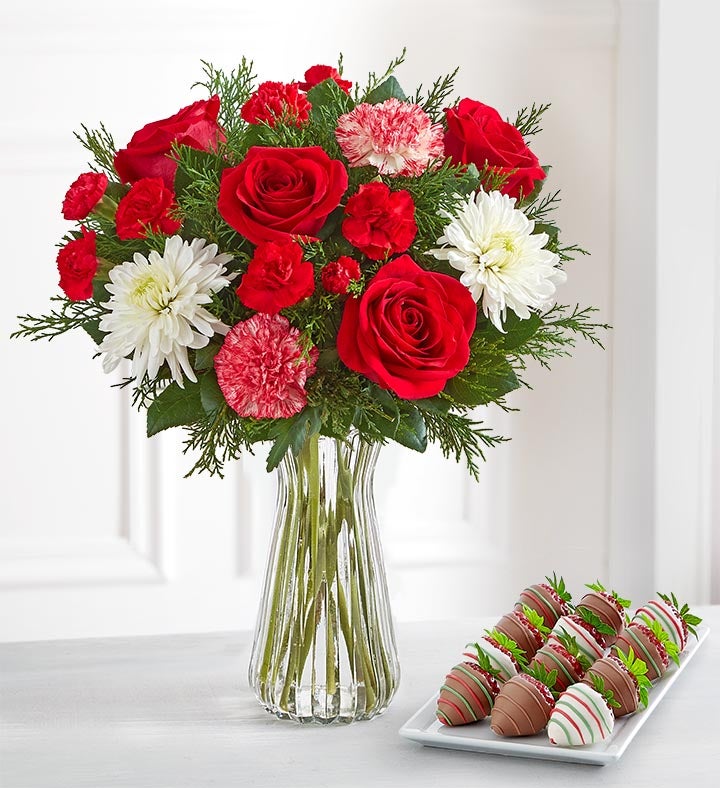 Deliciously Decadent™ Festive Holiday Bouquet & Holiday Cheer Strawberries